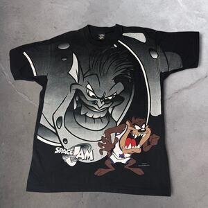 Vintage 1996 Space Jam Shirt Freeze Tag Taz vs Monstar Movie Tee Large 90s